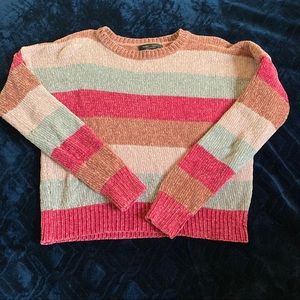 Stripped pink cropped sweater warm comfy fall cute